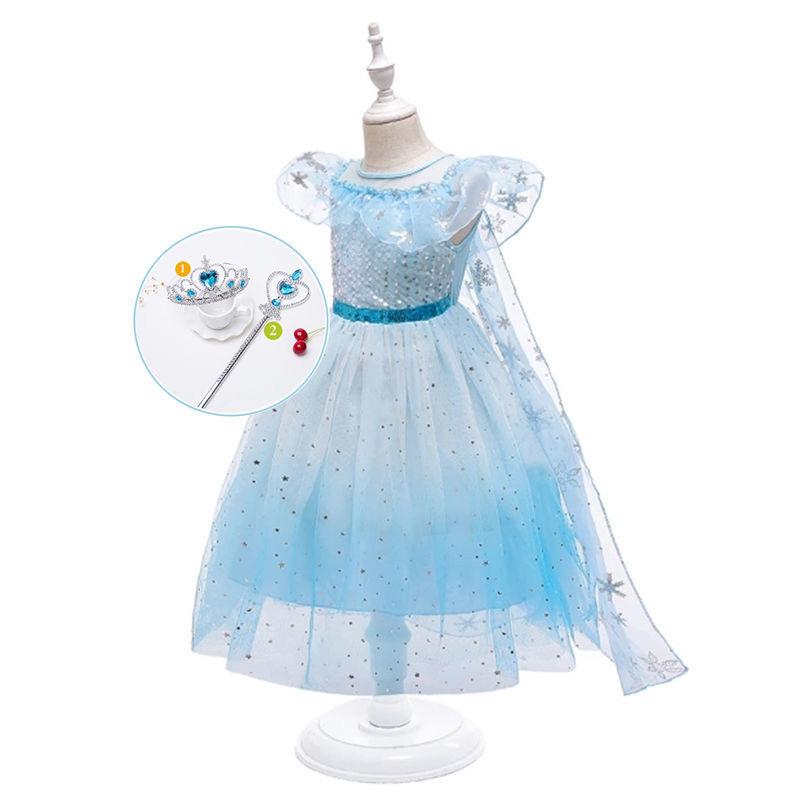 Snow Girls Dress Princess Costume Halloween Carnival Children Dress Up Kids Dresses for Girls Clothing Size 4-10 Years