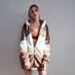 Women's Autumn and Winter Plush Warm Loose Hooded Jacket Plus Velvet Thick Women Multicolor Coat Girls Stripe Sleep Wear Big Size Plus Size S-5XL