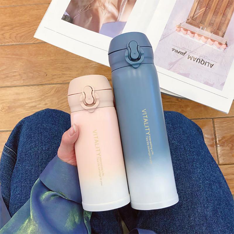 Stainless Steel Large-capacity Vacuum Flask for Male and Female Students Korean Version of Simple and Cute Water Cup High-value Portable Cup