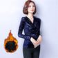 Autumn Winter Plus Velvet Pullover Long-sleeve V-neck Velvet Blouse Slim Plus Size  Sweater Women