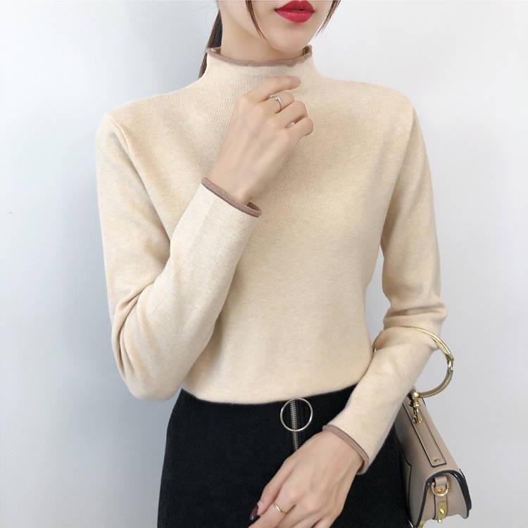 Knitting Women Sweaters and Pullovers Solid Turtleneck Slim Casual Ladies Knitted Sweater Winter