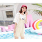 WTEMPO Summer Denim Strap Shorts Female Students New Loose Thin Embroidery Pink Leopard Strap Shorts