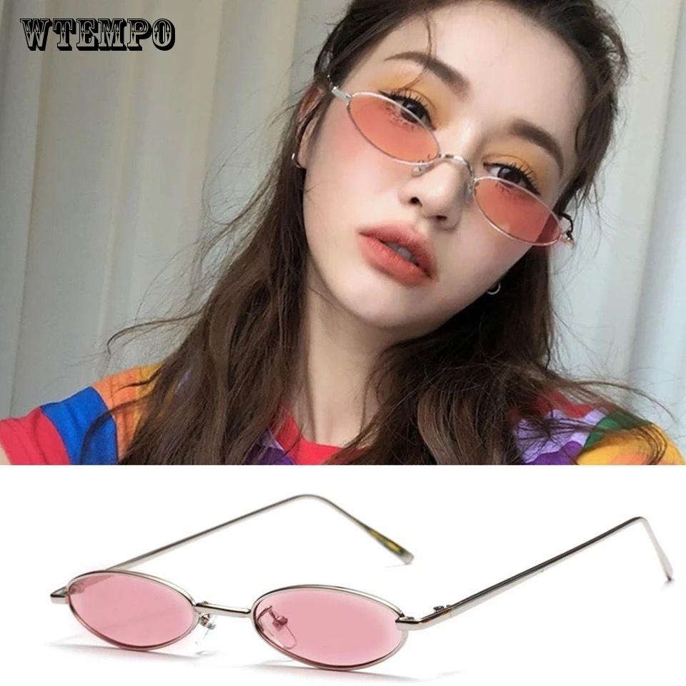 WTEMPO Retro Harajuku Elliptical Sunglasses Women Red Sunglasses Europe Small Box Ins Glasses