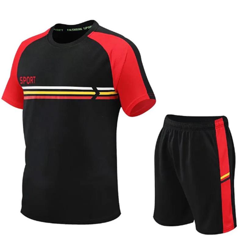 Sports Suit Men's Quick-drying Running Suit Two-piece Football Training Suit Summer Fitness Breathable Loose Short-sleeved Short