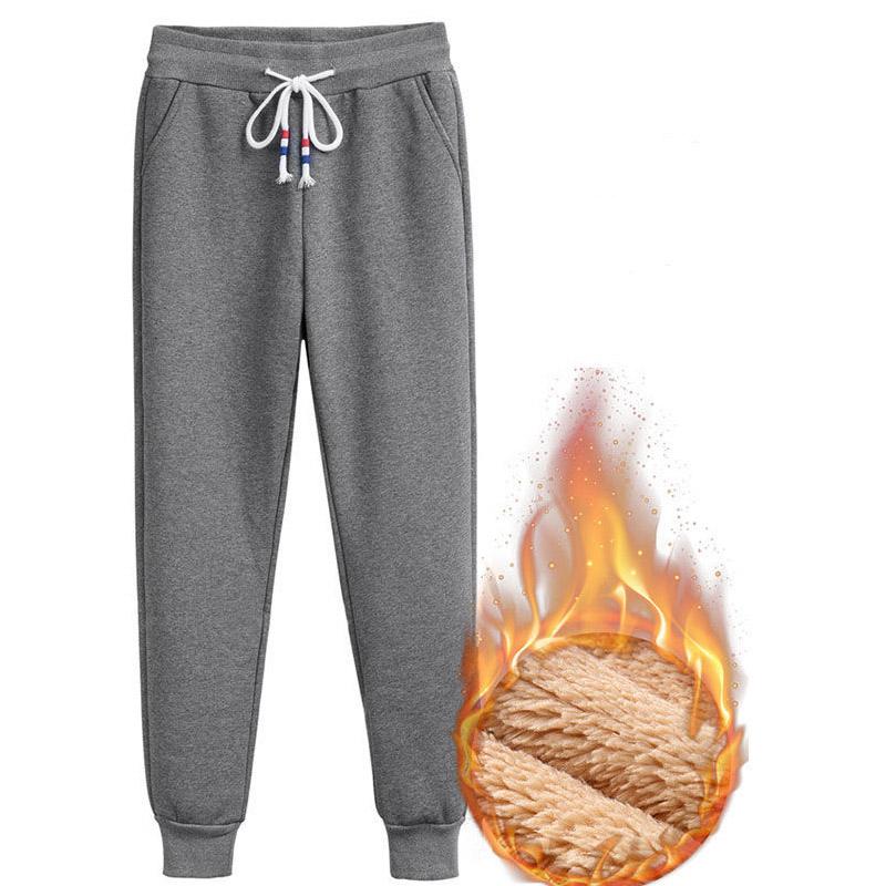 Plus Fleece Pants Women's Autumn and Winter New Style Loose-fitting Thickened Sweatpants Sports and Leisure Warm Cotton Trousers