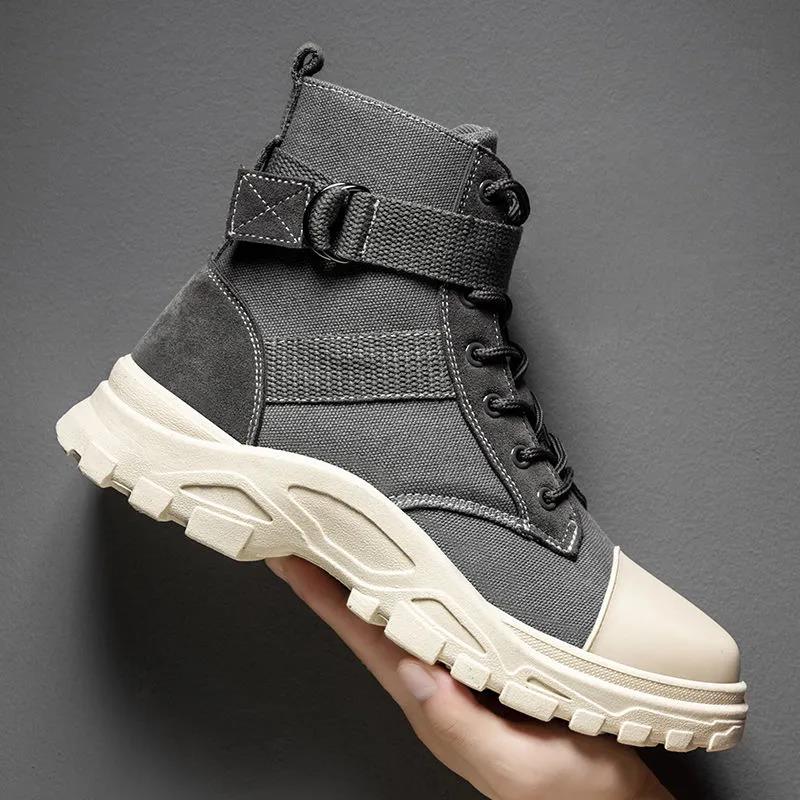 Fall Men's High Top Martin Boots Korean Style Trendy Locomotive Casual Shoes Student Canvas Shoes