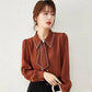 Spring and Autumn Streamer Shirt Inside and Outside Wear Shirt Sweet Puff Sleeve Top Women