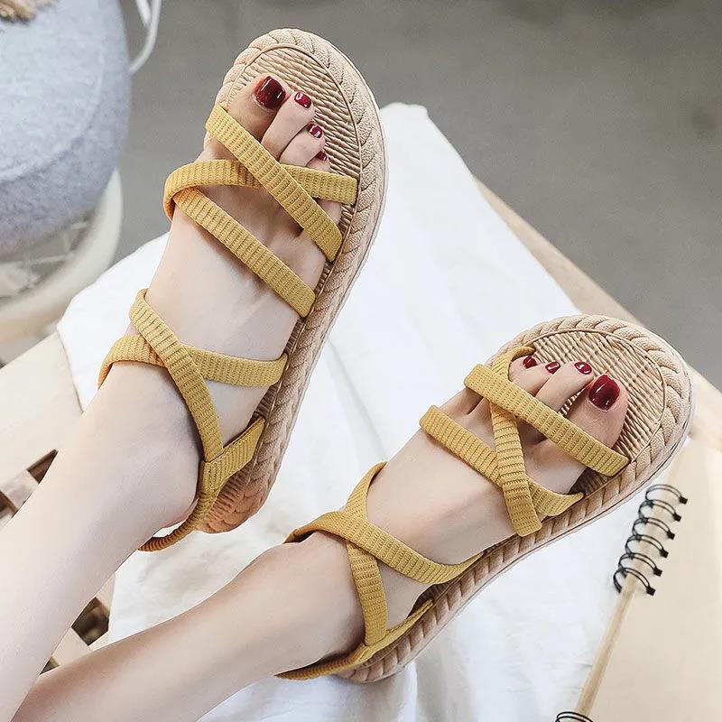 Summer Roman Sandals Students Wear Slippers Outside Women's Summer Fashion Strappy Slippers