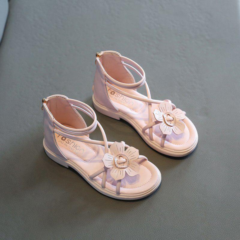 Girls' Roman Shoes  Summer Sandals  Princess Shoes  Korean Version  Children's Soft-soled Open-toed Beach Shoes