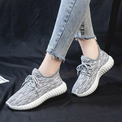 Spring Women's Shoes Korean Style Breathable Shoes Running Casual Fly-knit Old Shoes