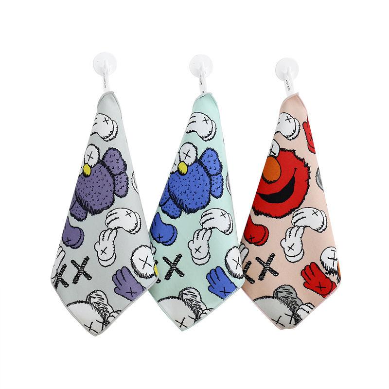 Nordic Fresh Wind Non-oily Dish Towel Wiping Table Rags Absorbent Non-linting Home Kitchen Cartoon Bowls and Hands