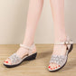 Summer Slope Heel Sandals Women's Summer Rhinestones Diamond-studded Wild Fairy Style Mother Women's Shoes