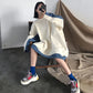 Autumn and Winter Lazy Wind Loose Mid-length Coat Long Sleeve Round Neck Thick Sweater Women