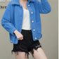 Woman Winter One Button Jacket Coat Pocket Wool Blend Cape Keep Warm Outwear Tops