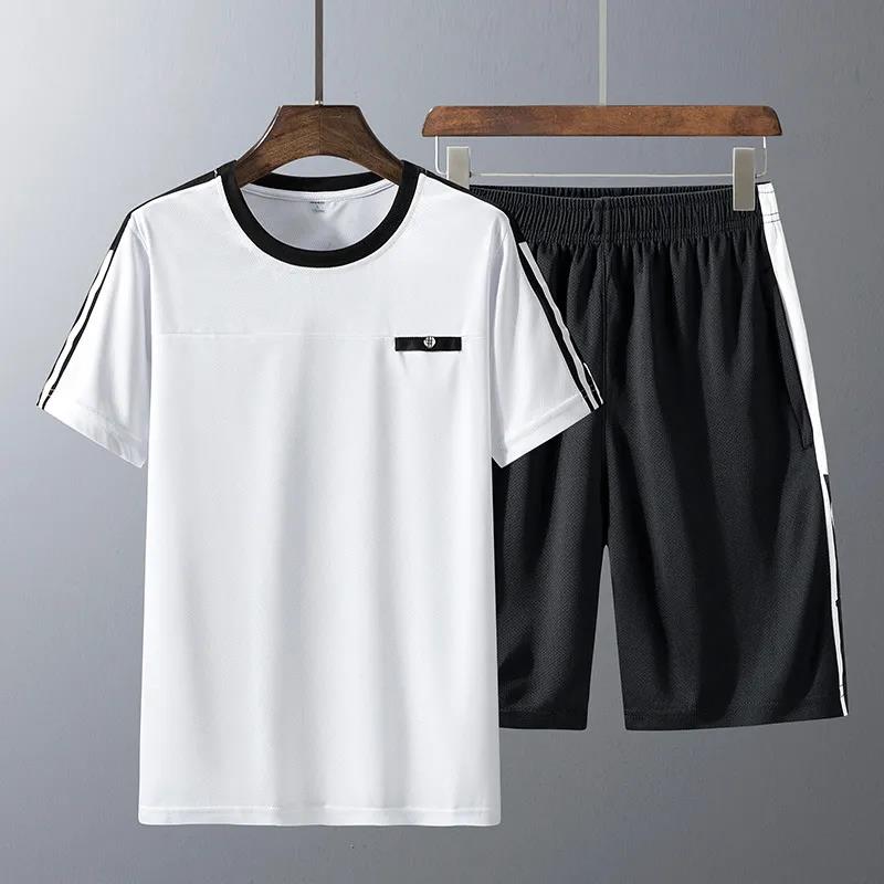 Middle-aged and Elderly Casual Suit Men's Short-sleeved Shorts Two-piece Dad Suit Summer Men's Short-sleeved T-shirt Sports Suit