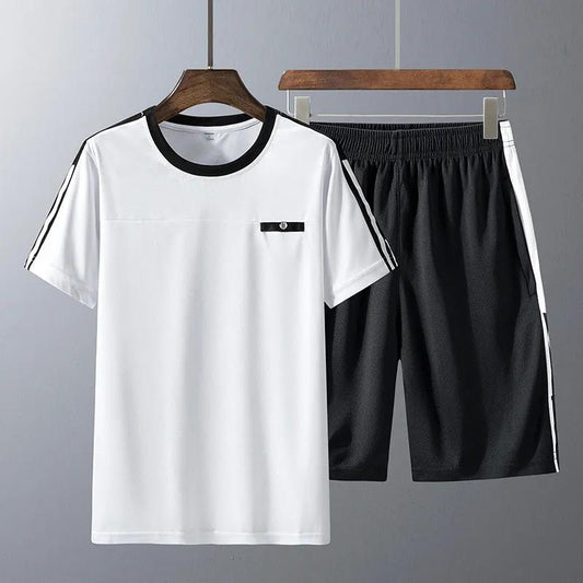 Middle-aged and Elderly Casual Suit Men's Short-sleeved Shorts Two-piece Dad Suit Summer Men's Short-sleeved T-shirt Sports Suit