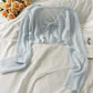 Blouse Women's Knitted Blouse Small Irregular Short Section Knotted Thin Section Summer V-neck Long-sleeved Women’s Tops