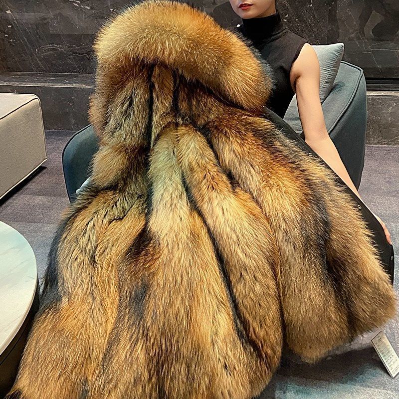 Men's Mid-length Mink Faux Fur Parker Clothing Fox Fur Thickened Liner Detachable Fur Coat