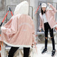 Spring and Autumn Short Hooded Jacket Womens' Letter Printed Double Lining Loose Thin Jacket Cardigan Top Double Layer Lining