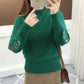 Half High Neck Short Women's Sweater Thick Embroidery Long-sleeved Pullover Sweater