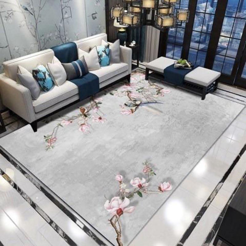 3D Flower Carpet for Parlor Living Room Area Rugs Skid Resistance Chinese Floor Rugs for Bedroom