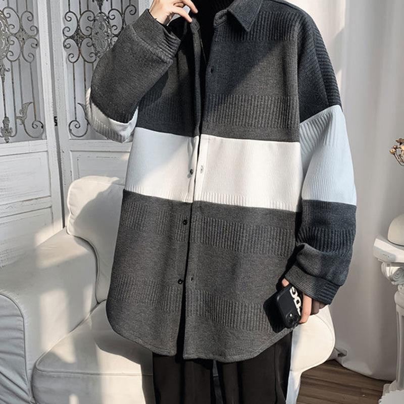 Men's Black and White Knitted Jacket Men's Design Sense Niche Jacket Senior Spring and Autumn