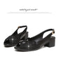 Leather Sandals Women's Thick Heel Fish Mouth Shoes Women's Medium Heel Casual All-match Soft Bottom Women's Shoes