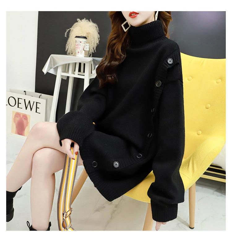 Autumn and Winter Turtleneck Women's Fashion Loose Knitted Long-sleeved Pullover Sweater