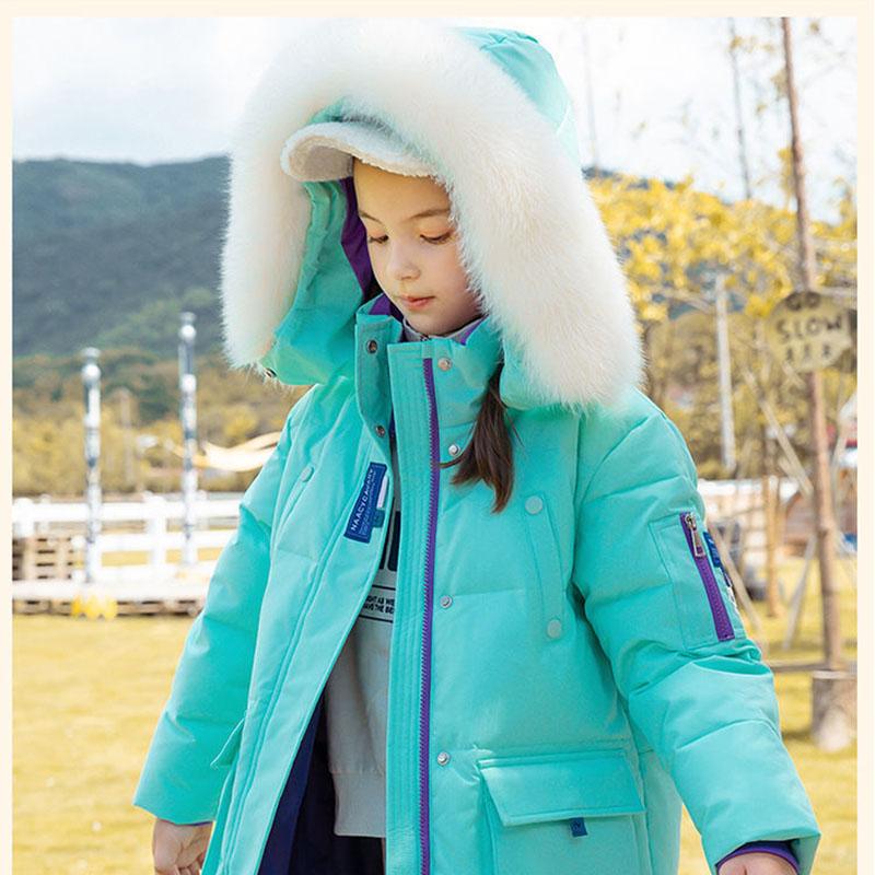 Girls Mid-length Warm Down Jacket Korean Version of Thick and Velvet Windproof Winter Jacket
