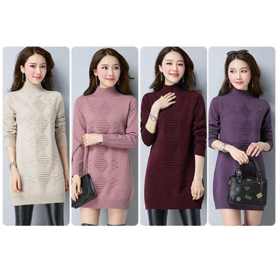 Half Turtleneck Wool Pullover Sweater Loose Mid-length Sweater Women Ladies Bottoming Shirt