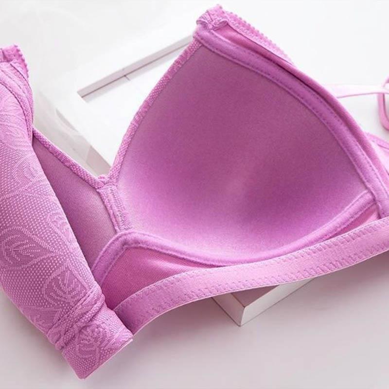 Women's Large Size Thin Section Gathering Comfortable Breathable No Steel Ring Side Pull Up Fabric Soft Luxurious Style Jacquard Bra