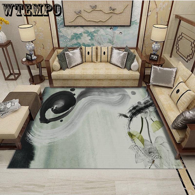 Ink Painting Carpets Rectangle Floor Area Rug Non-slip 3D Printed Parlor Mat for Living Room Bedroom