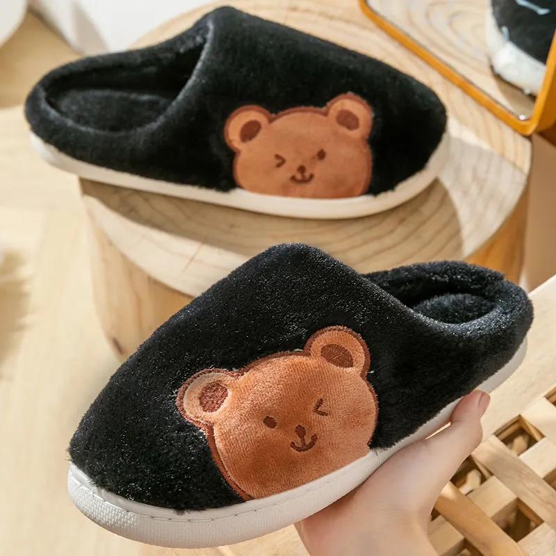 Women Winter Slippers Home Dormitory Cute Warm Slippers Furry Thick Plus Size Non Slip Slippers Women Men Cotton Shoes