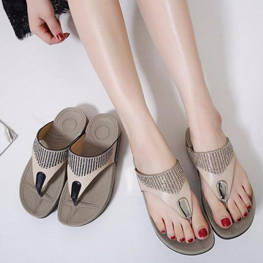 Size35-41 Summer Women Slippers Bohemian Beach Wear-resistant Waterproof Slippers Wedge Platform Leopard Print Sandals Outdoor High Heels Flip Flops