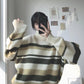 Autumn and Winter Turtleneck Striped Loose Sweater Female Hedging Was Thin Wild Sweater