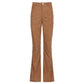 Women's Corduroy Flare Pants High Waist Pocket Solid Long Pants Casual Loose Elegant Bell Bottoms Trousers Female