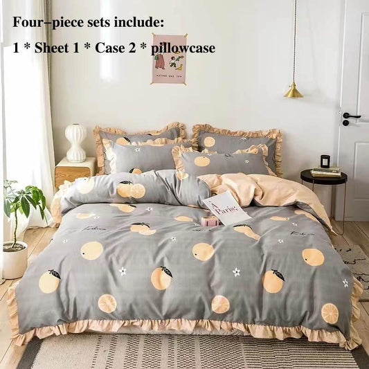 Bed Four-piece Sheets Were Sleeved In A Sleeve Set 1.8 Meters 2 Meters Bed Qingxianjie Style Home Bedding