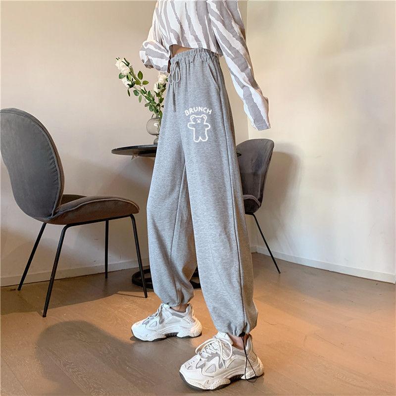 Hong Kong Style Printed Pants Female Students Korean Version Loose and Thin Feet Ins Trend Wild Spring and Summer Leisure Sports