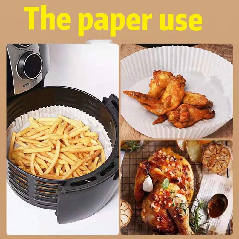 Air Fryer Disposable Paper Liner ,50PCS Non-Stick Air Fryer Paper Liners,Baking Paper Food Grade Parchment Oil-Proof Water-Proof Steamer Oil Paper