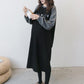 Spring and Autumn Maternity Sweatshirt Mid-length Loose Large Size Dress Long Sleeve Splicing Color Top
