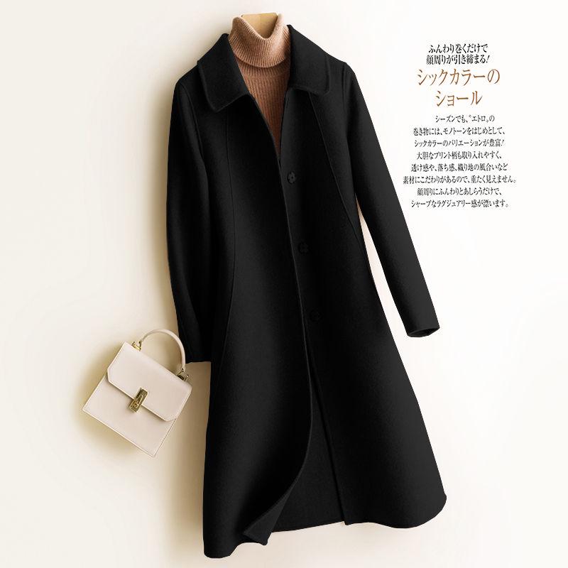 Woolen Coat 2019 Winter Clothes Women Long Coat Cashmere Coat Fashion Double-breasted Jacket Blend