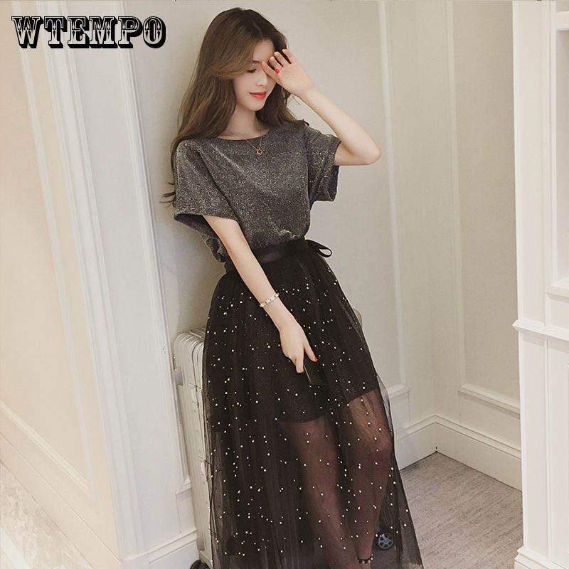 Summer Suit Skirt Dress Female Student Loose Small Fresh Short-sleeved Women's 2pcs