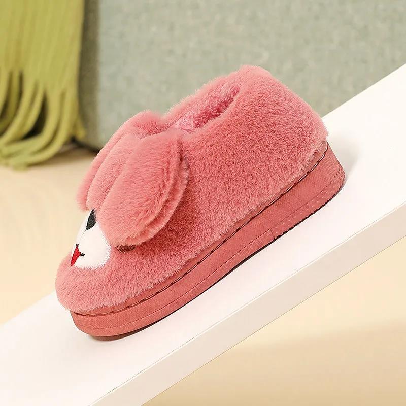 Children's Cotton Slippers Bag with Non-slip Soft Bottom for Primary School Students To Keep Warm In Winter Cartoon Cute Cotton Slippers