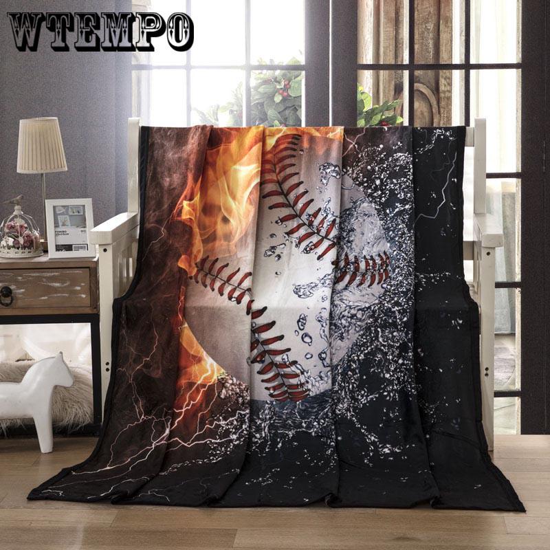 football Printing Flannel Lamb Cashmere Double Sided Blanket Thick Winter Warm