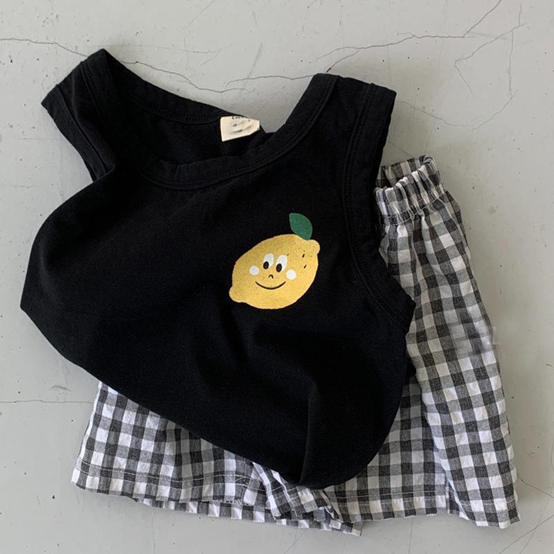 Summer Children Boys and Girls Baby Cute Casual Cotton T-shirt Shorts Two-piece Baby Sleeveless Vest Cover