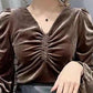 Spring and Autumn Long-sleeved T-shirt Women's V-neck Top Loose All-match Bottoming Shirt