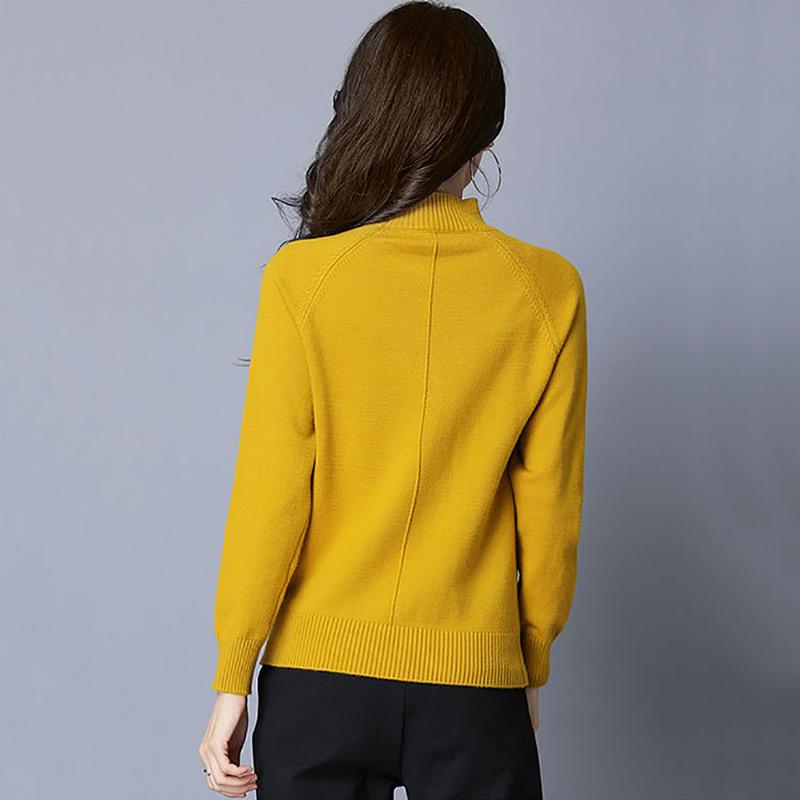 Sweater Women Half Turtleneck Pullover Knitwear Korean Version Pure Color Fluffy Plus Velvet Top Trending Sweater Autumn Winter