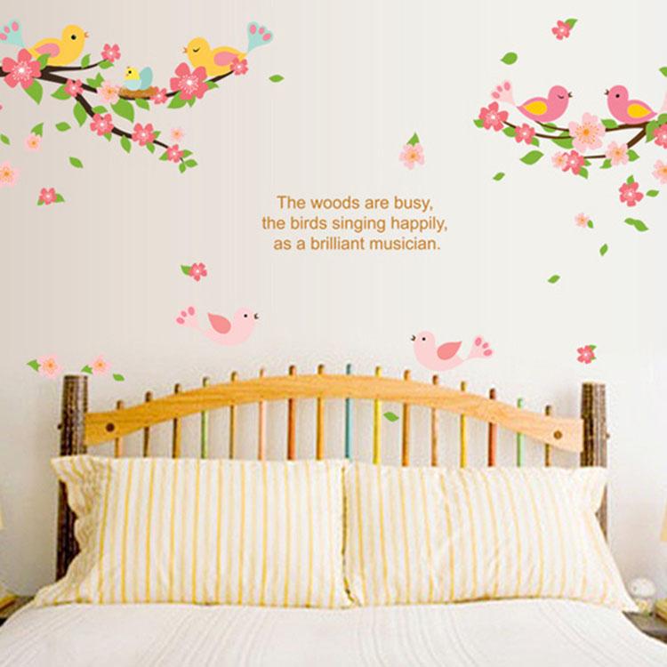 Bird language fragrance fifth generation removable wall sticker PVC transparent film