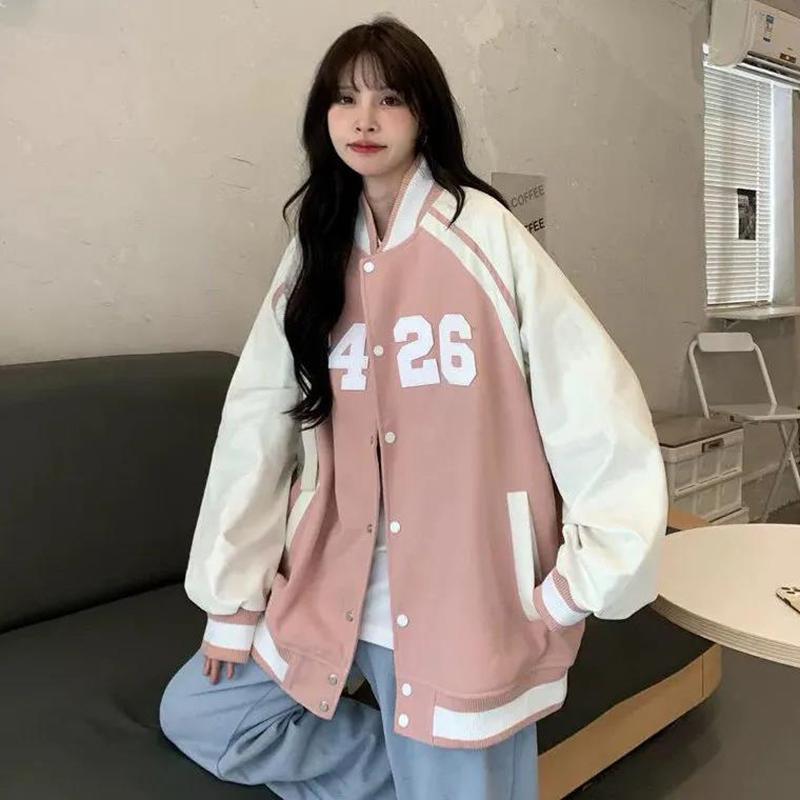 Baseball Uniform Jacket Women's Autumn and Winter Loose Tops Lazy Wind Casual High-end All-match Jacket Comfortable and Breathable