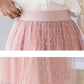 Four Seasons Can Wear Half-length Skirt Female Heavy Industry Beaded Bright Silk Gauze Sweet Fairy Long Skirt Three-layer Fabric A-line Skirt